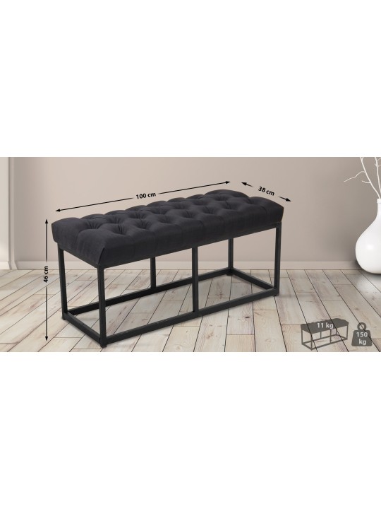 Banco Amun tela 100 cm, negro