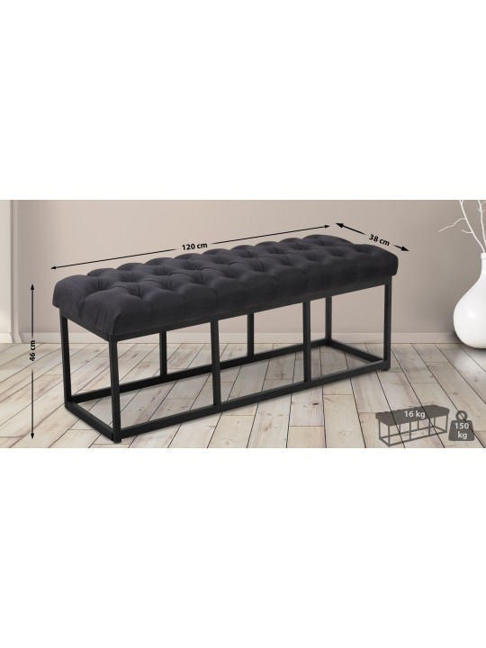 Banco Amun tela 120 cm, negro Banco Amun tela 120 cm, negro