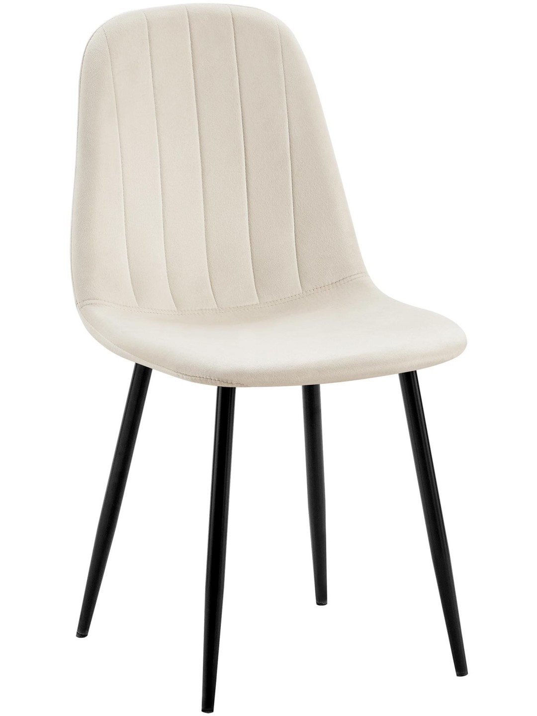 Silla de comedor Baxter de terciopelo, blanco crema