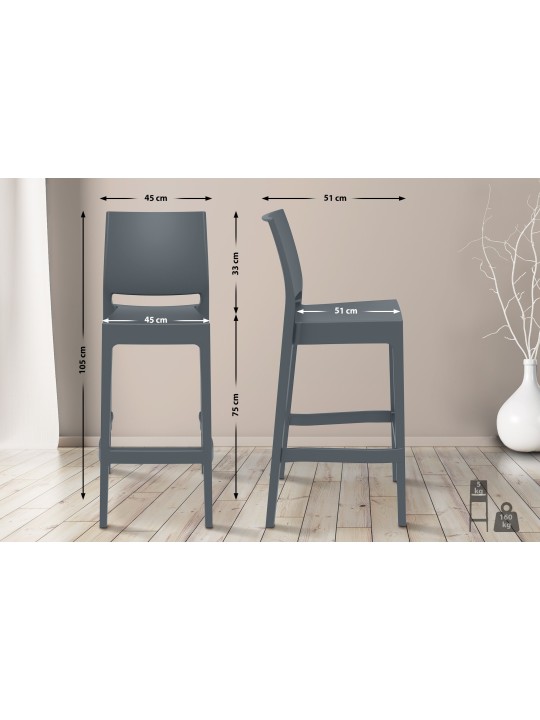 Taburete de bar Maya, gris oscuro