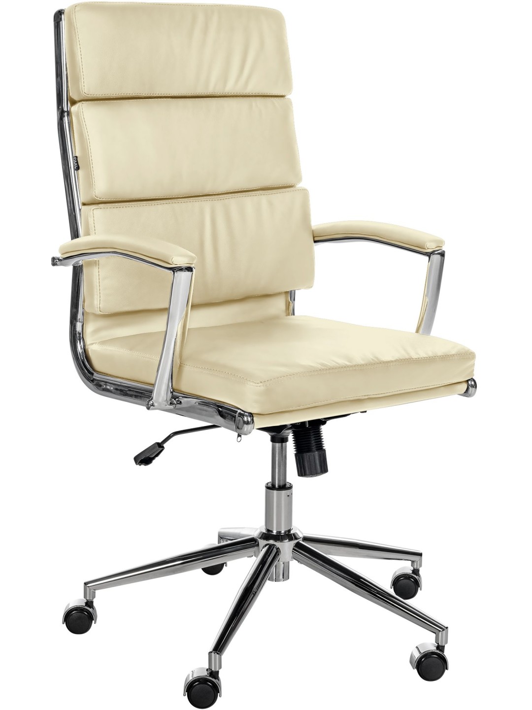 Silla de oficina Cleveland cuero genuino, crema