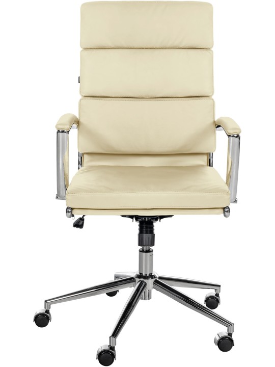 Silla de oficina Cleveland cuero genuino, crema