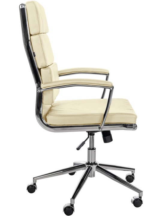 Silla de oficina Cleveland cuero genuino, crema