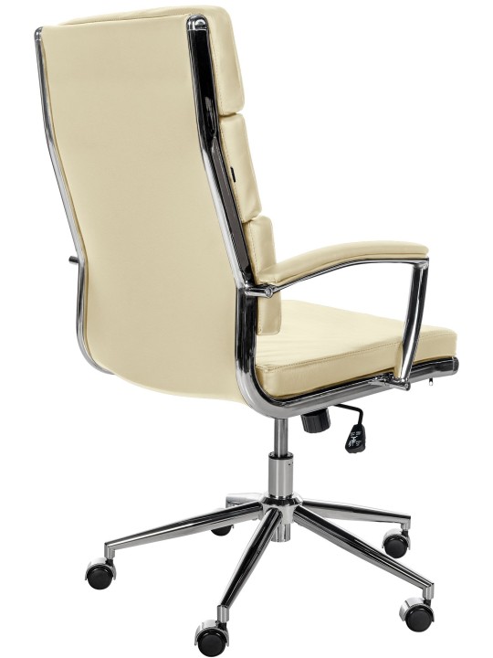 Silla de oficina Cleveland cuero genuino, crema