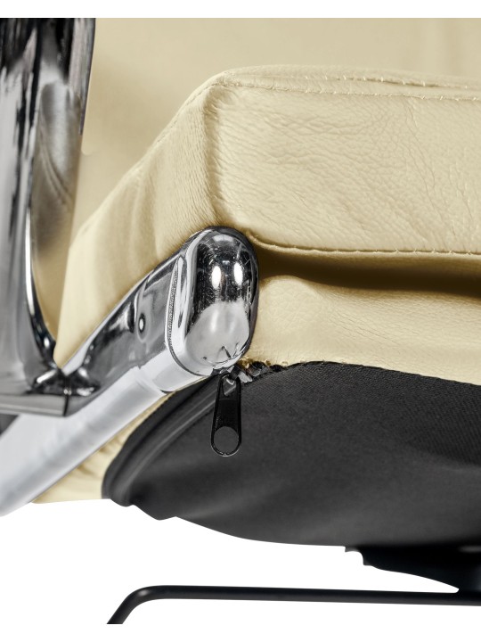 Silla de oficina Cleveland cuero genuino, crema