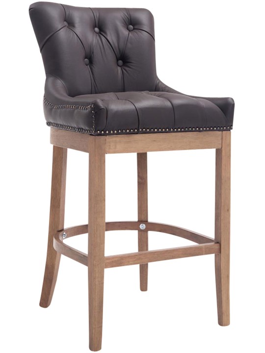 Taburete de bar Lakewood cuero auténtico, luz antigua, marrón