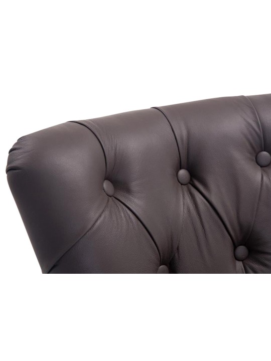 Taburete de bar Lakewood cuero auténtico, luz antigua, marrón