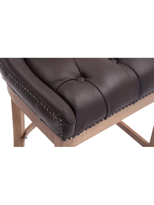 Taburete de bar Lakewood cuero auténtico, luz antigua, marrón