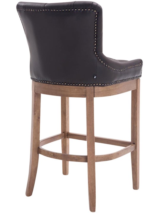 Taburete de bar Lakewood cuero auténtico, luz antigua, marrón