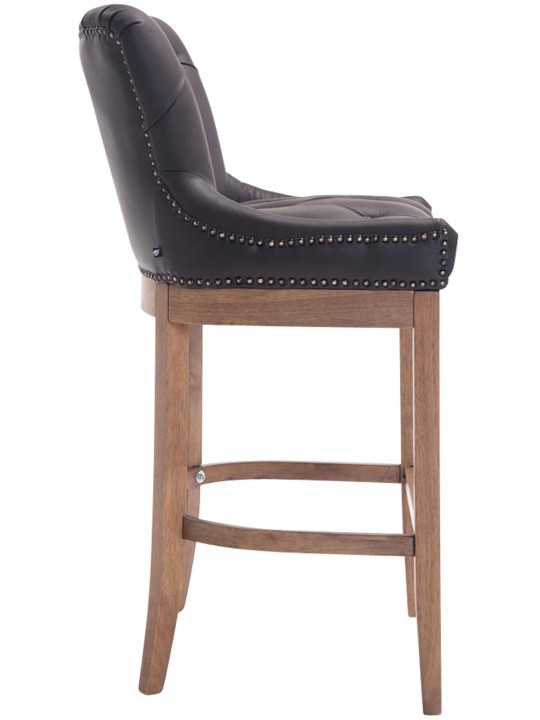 Taburete de bar Lakewood cuero auténtico, luz antigua, marrón