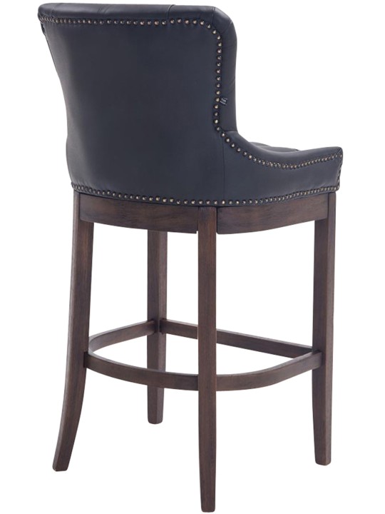 Taburete de bar Lakewood cuero auténtico, antiguo, negro