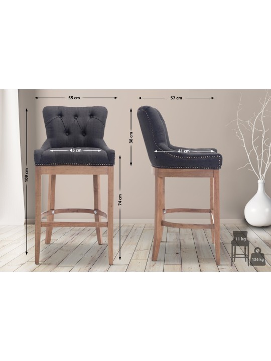 Taburete de bar tela Lakewood, luz antigua, gris oscuro Taburete de bar tela Lakewood, luz antigua, gris oscuro