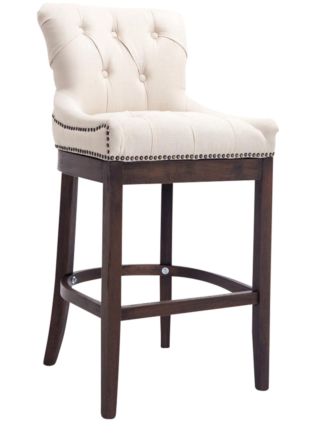 Taburete de bar de tela Lakewood, antiguo, crema