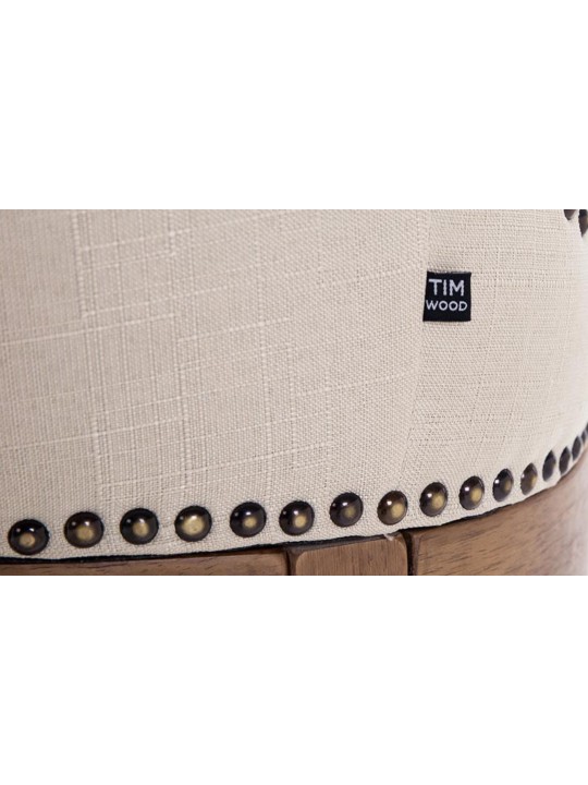 Taburete de bar de tela Lakewood, antiguo, crema