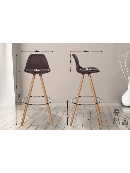 Taburete de bar Corbin tejido redondo natural, marrón