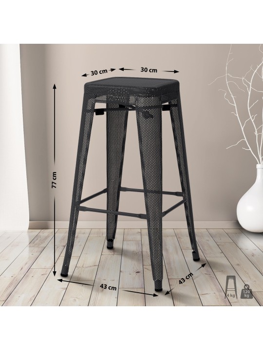 Taburete de bar Fletcher, negro Taburete de bar Fletcher, negro