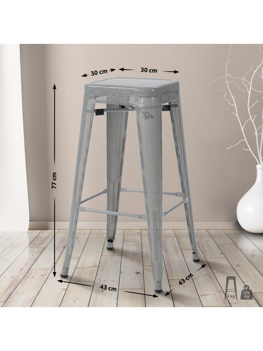 Taburete de bar Fletcher, plata Taburete de bar Fletcher, plata
