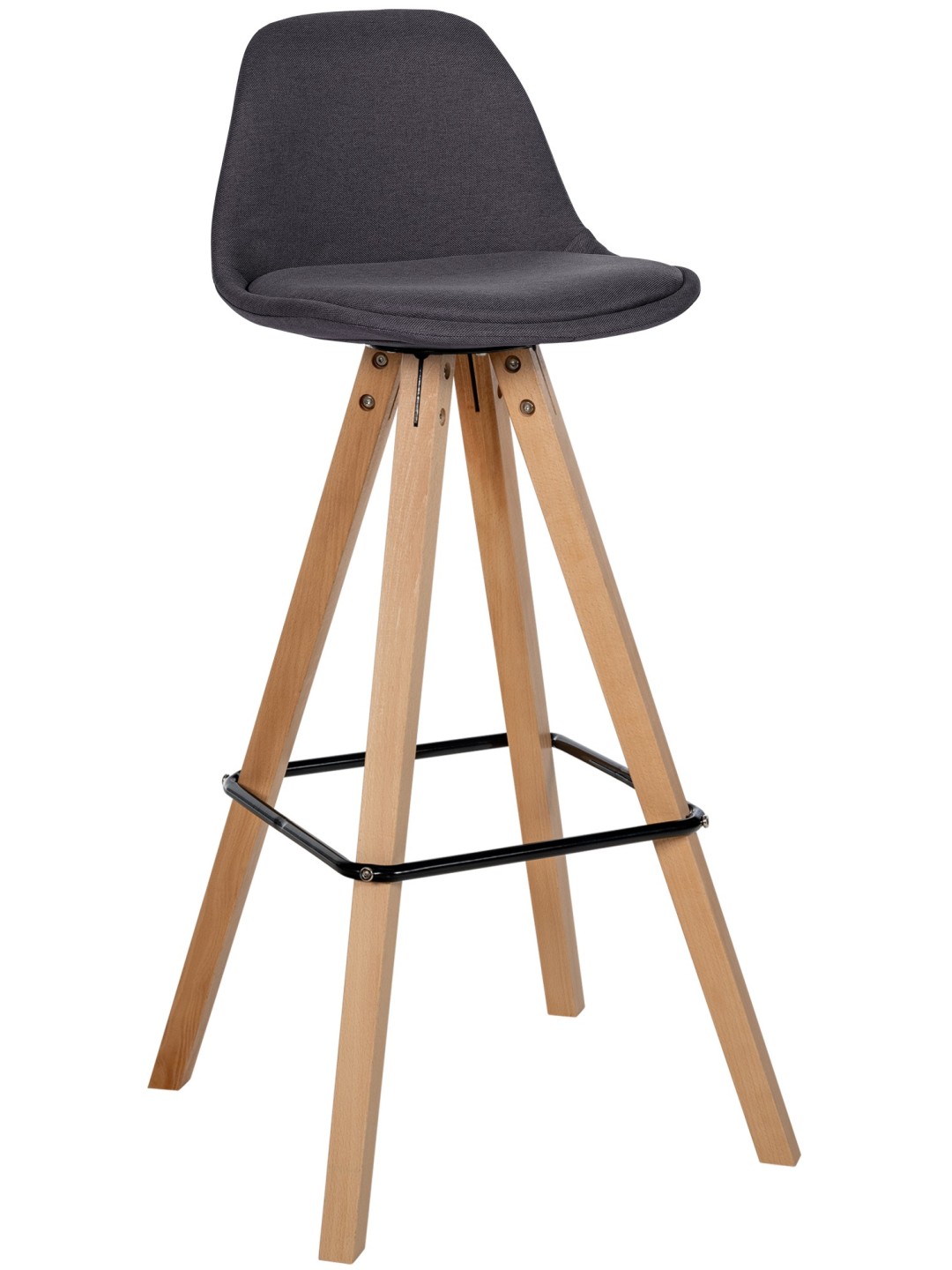 Taburete de bar Corbin tela Square natura, gris oscuro