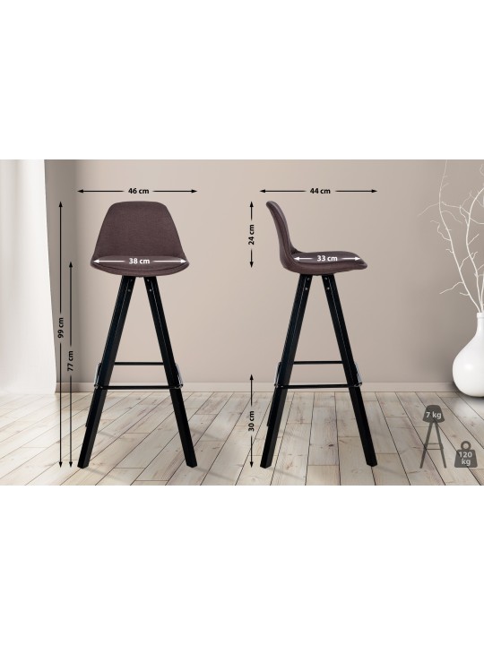 Taburete de bar Corbin tela Cuadrado, marrón