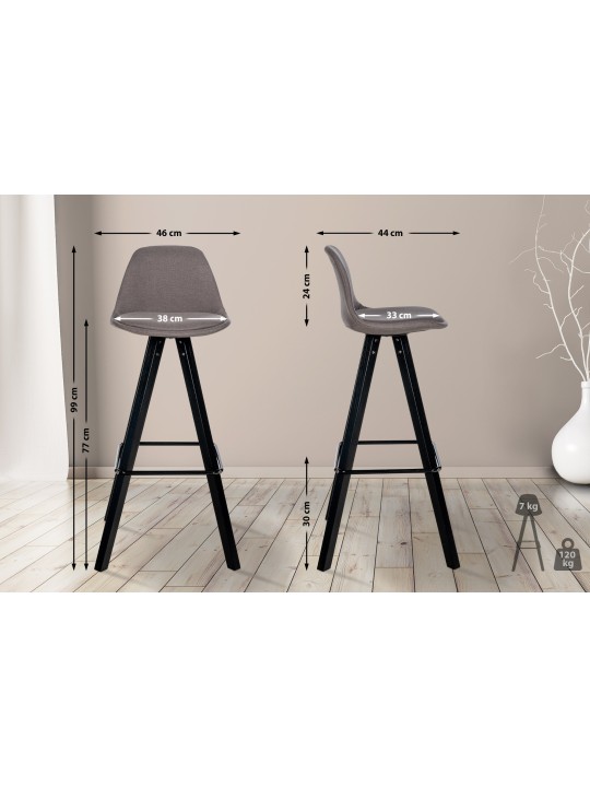 Taburete de bar Corbin tela Cuadrado, taupe