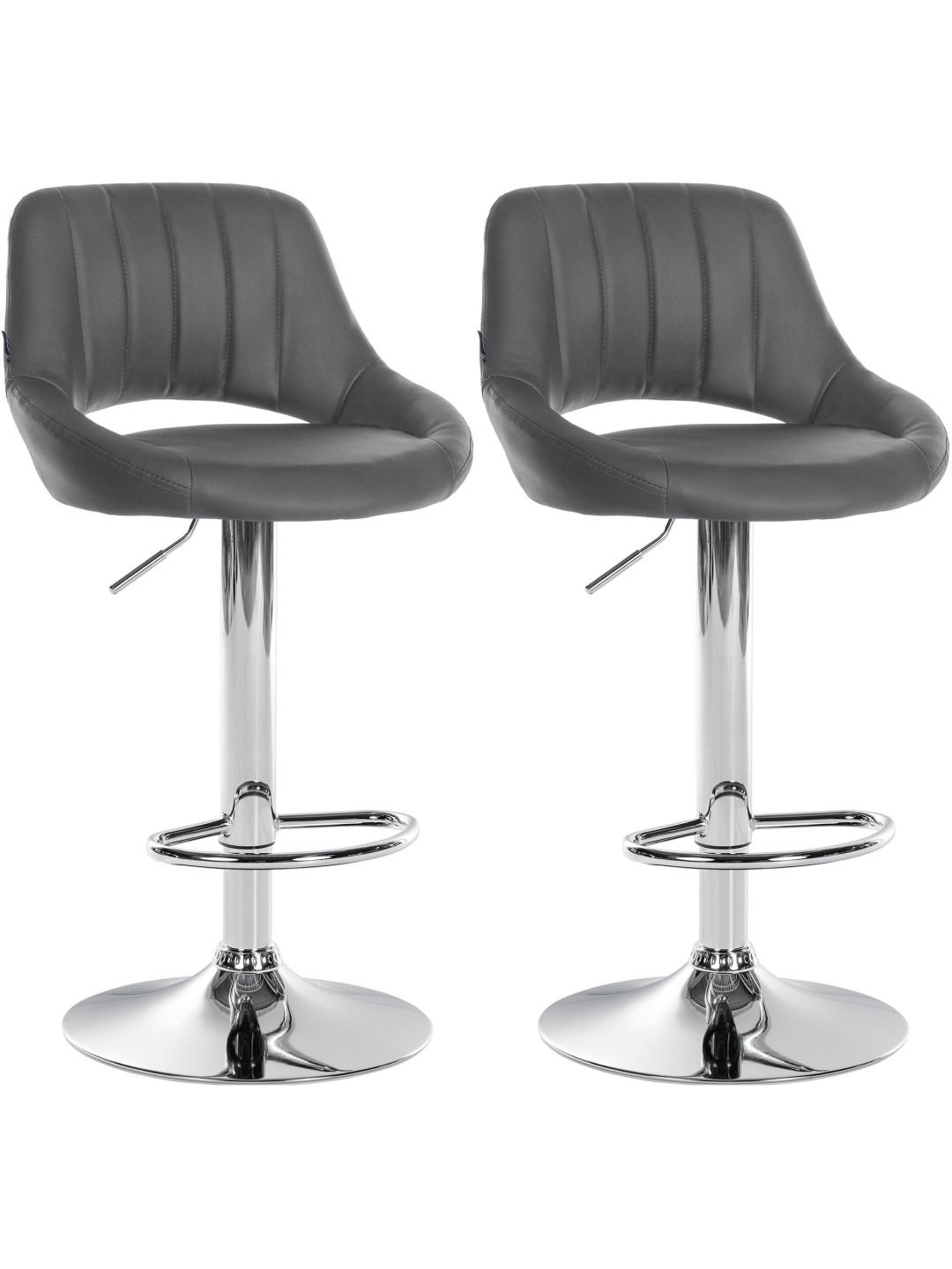 Juego de 2 taburetes de bar Milet piel sintética C, gris