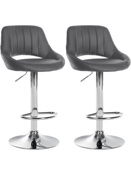 Juego de 2 taburetes de bar Milet piel sintética C, gris Juego de 2 taburetes de bar Milet piel sintética C, gris