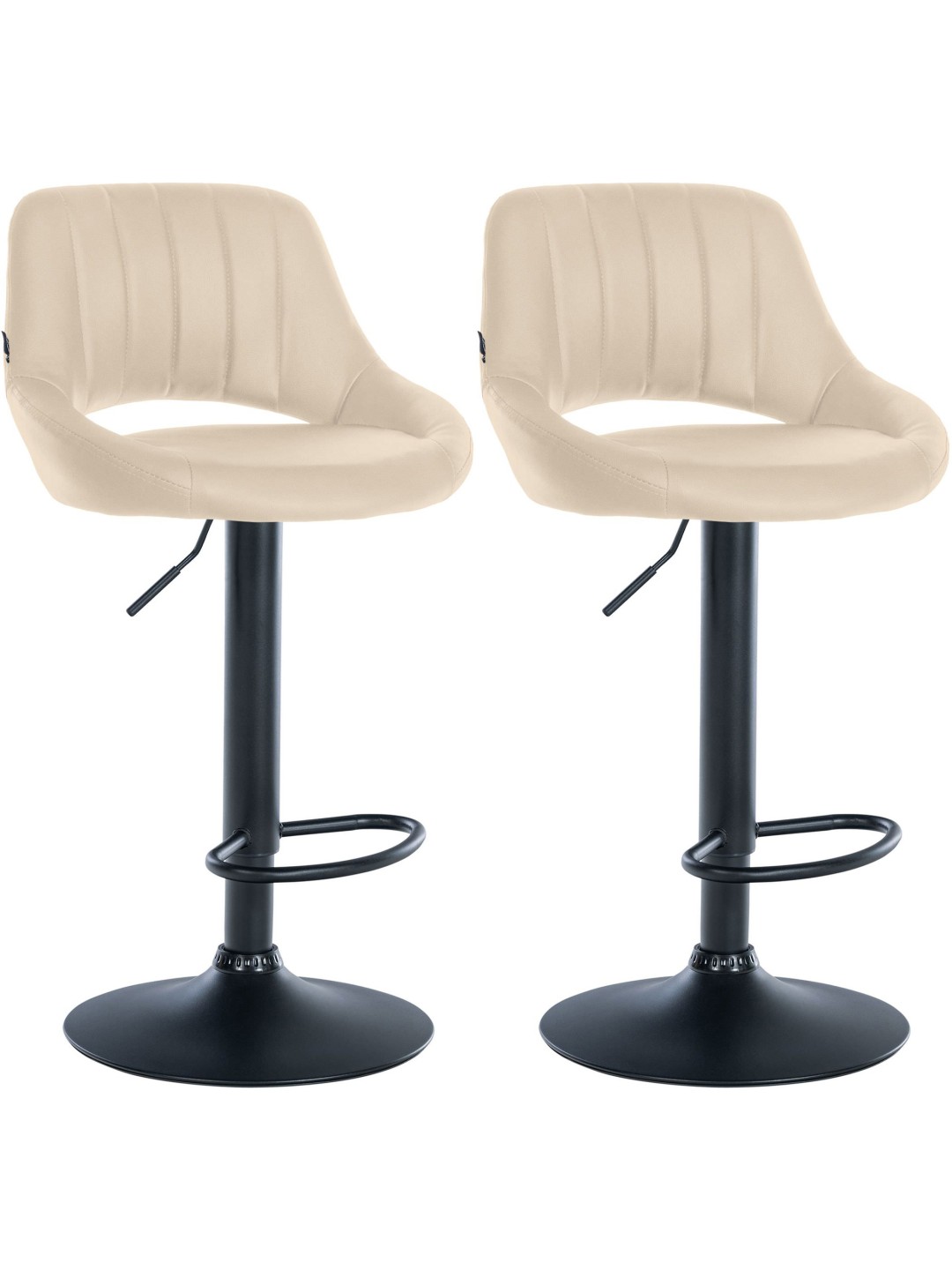 Juego de 2 taburetes de bar Milet piel sintética B, crema