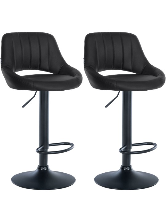 Juego de 2 taburetes de bar Milet piel sintética B, negro Juego de 2 taburetes de bar Milet piel sintética B, negro
