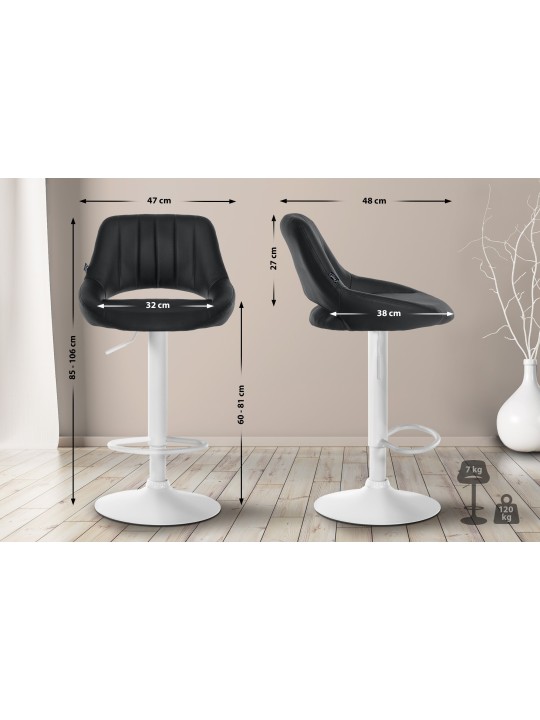 Juego de 2 taburetes de bar Milet piel sintética W, negro