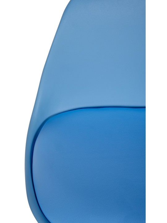 Taburete de bar Corbin redondo de piel sintética natural, azul Taburete de bar Corbin redondo de piel sintética natural, azul