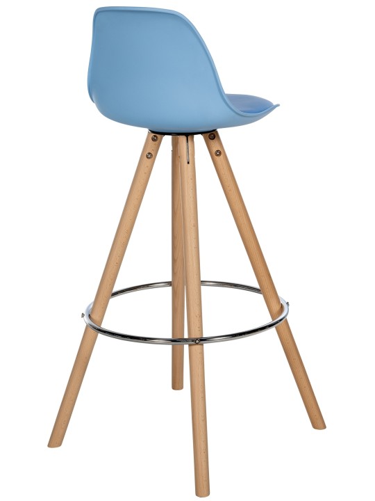 Taburete de bar Corbin redondo de piel sintética natural, azul Taburete de bar Corbin redondo de piel sintética natural, azul