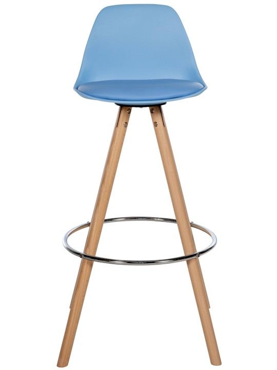 Taburete de bar Corbin redondo de piel sintética natural, azul Taburete de bar Corbin redondo de piel sintética natural, azul