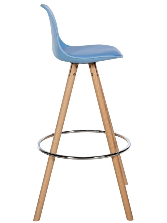 Taburete de bar Corbin redondo de piel sintética natural, azul Taburete de bar Corbin redondo de piel sintética natural, azul