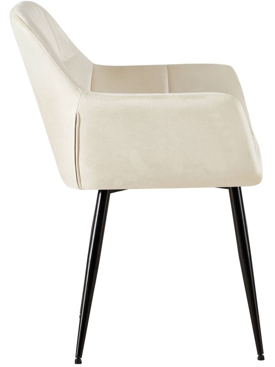 Silla de visita Emia terciopelo, crema