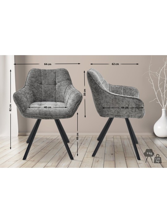 Silla de comedor de tela Scott, gris oscuro