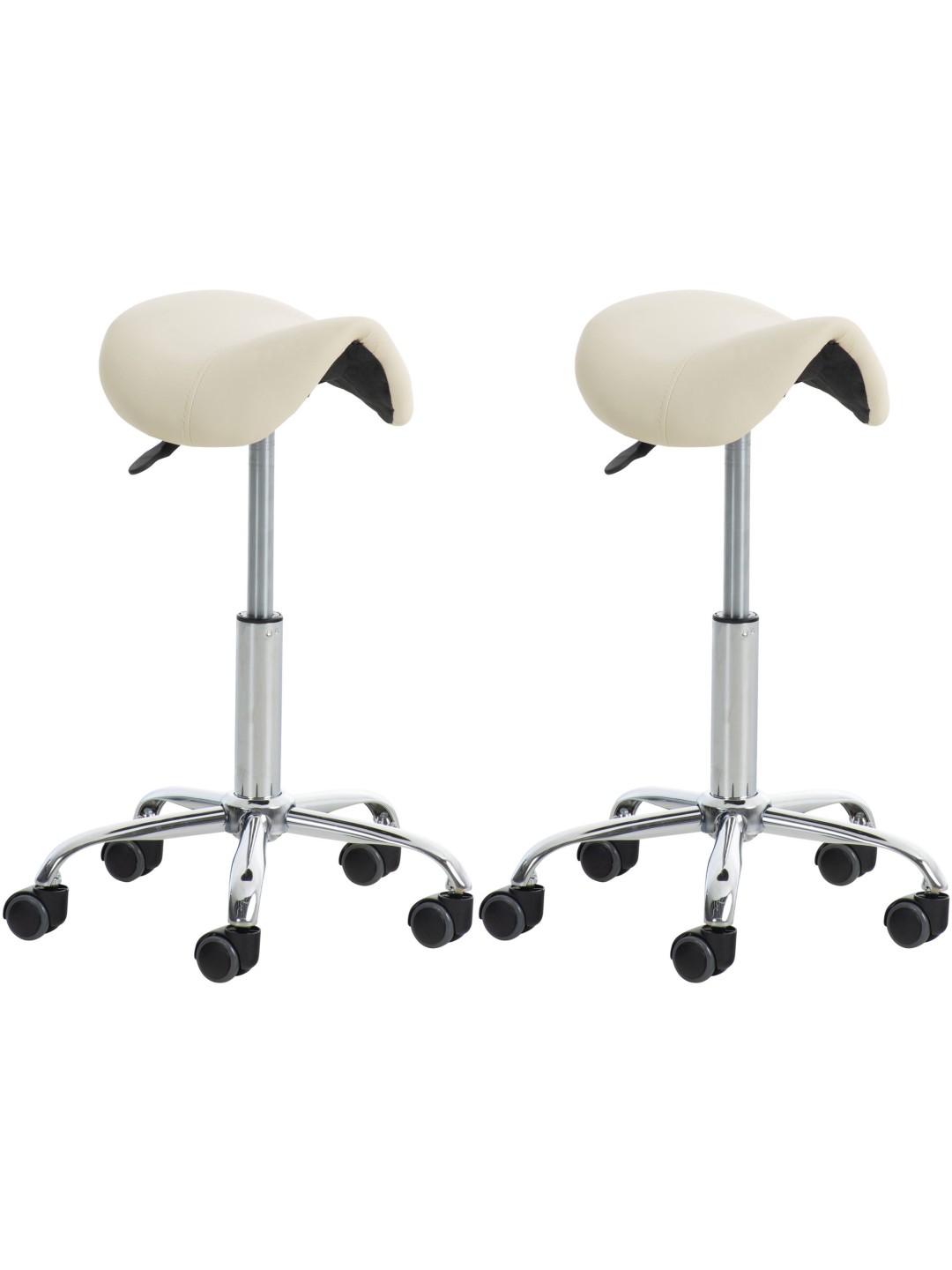 Juego de 2 taburetes de trabajo Reno piel sintética, crema