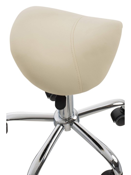 Juego de 2 taburetes de trabajo Reno piel sintética, crema