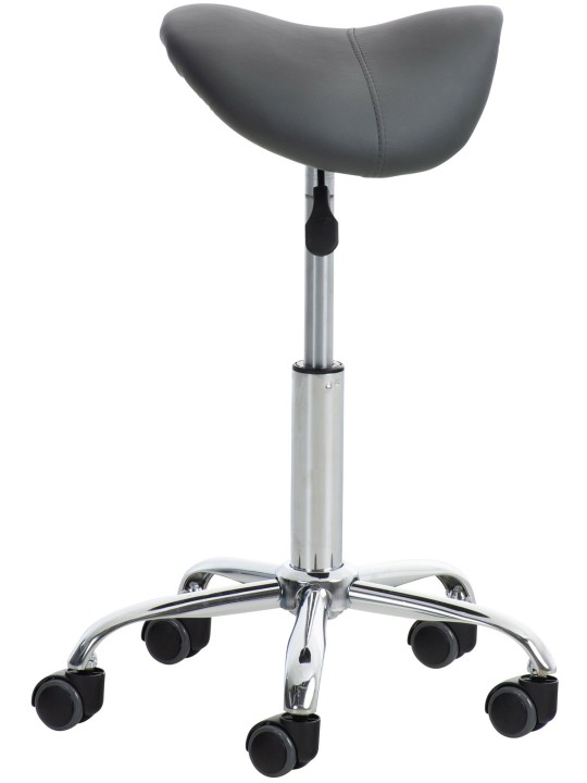 Juego de 2 taburetes de trabajo Reno piel sintética, gris