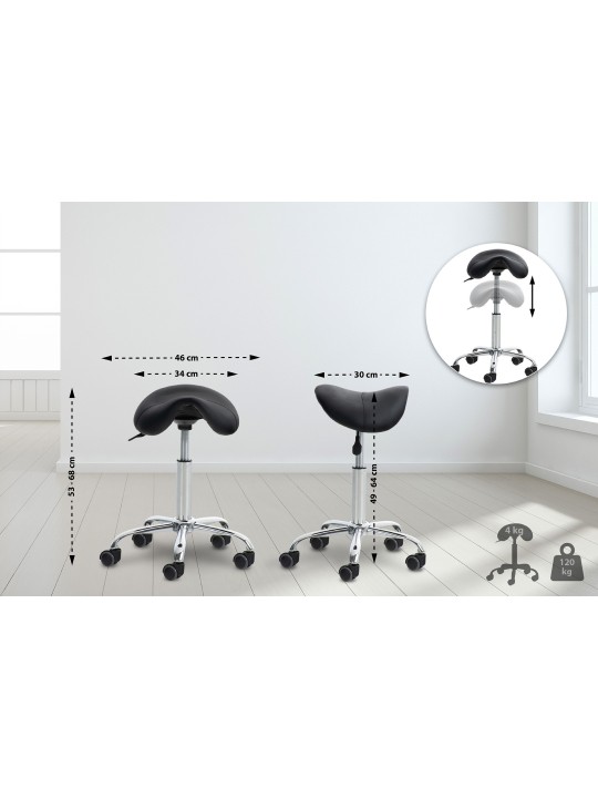 Juego de 2 taburetes de trabajo Reno piel sintética, negro Juego de 2 taburetes de trabajo Reno piel sintética, negro