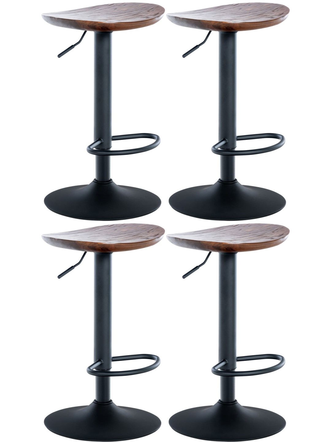 Juego de 4 taburetes de bar Skelde, nogal