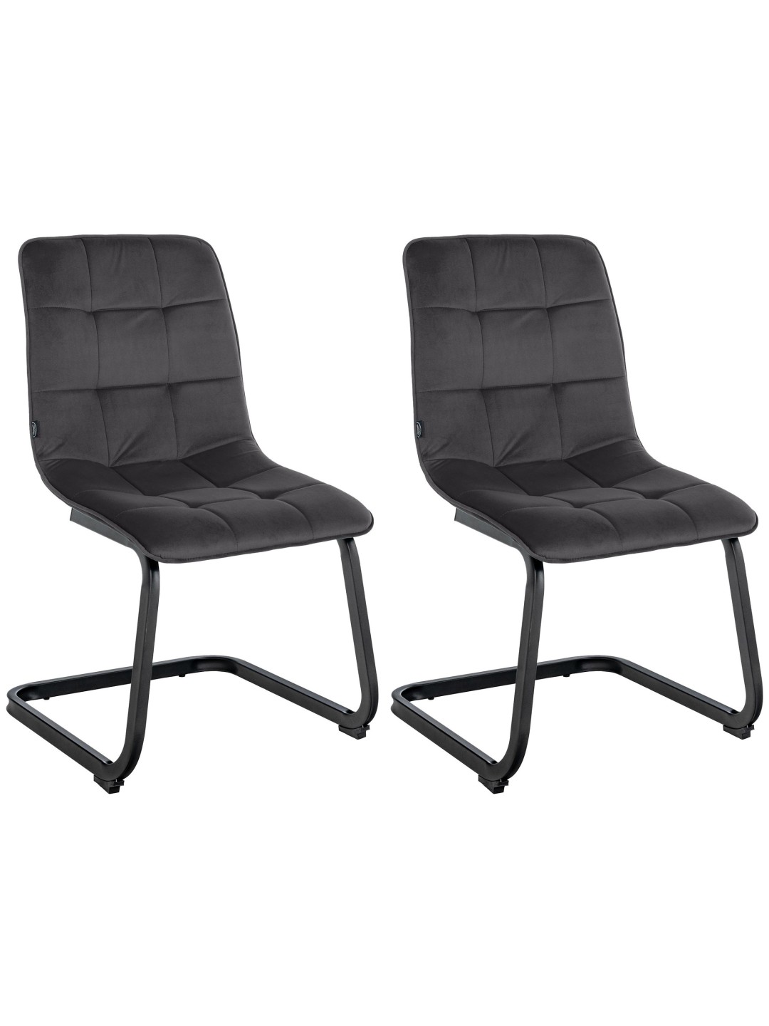 Juego de 2 sillas de comedor terciopelo Vermont, negro