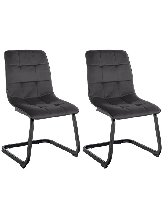 Juego de 2 sillas de comedor terciopelo Vermont, negro