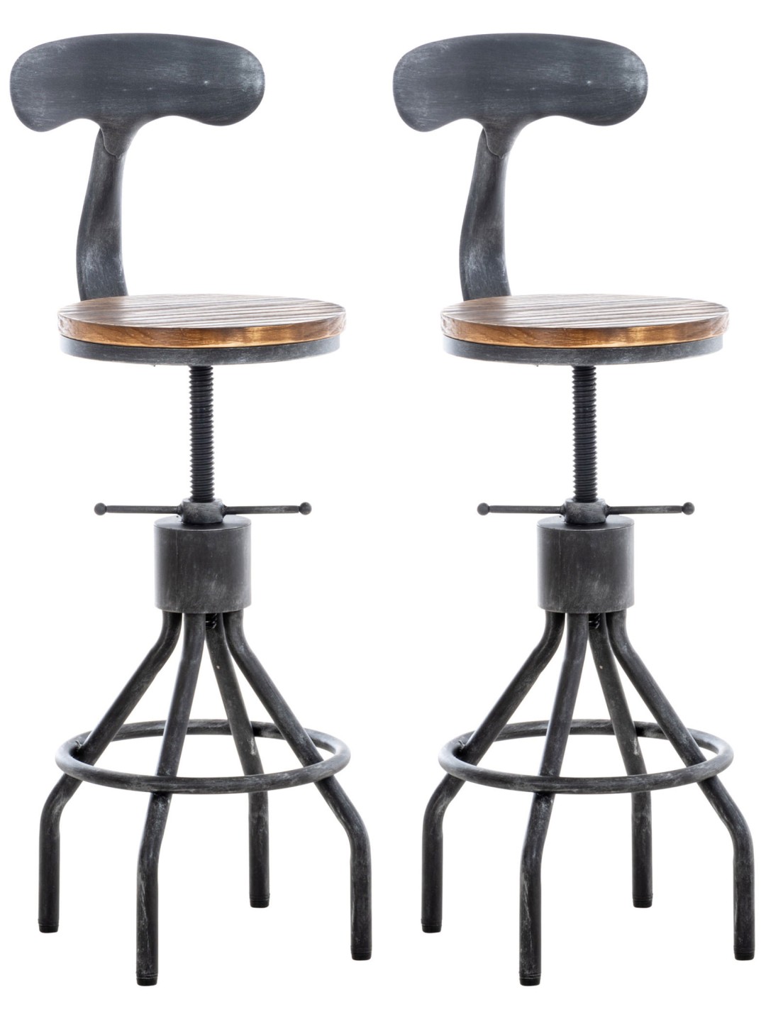 Juego de 2 taburetes de bar Hanam, plata antigua