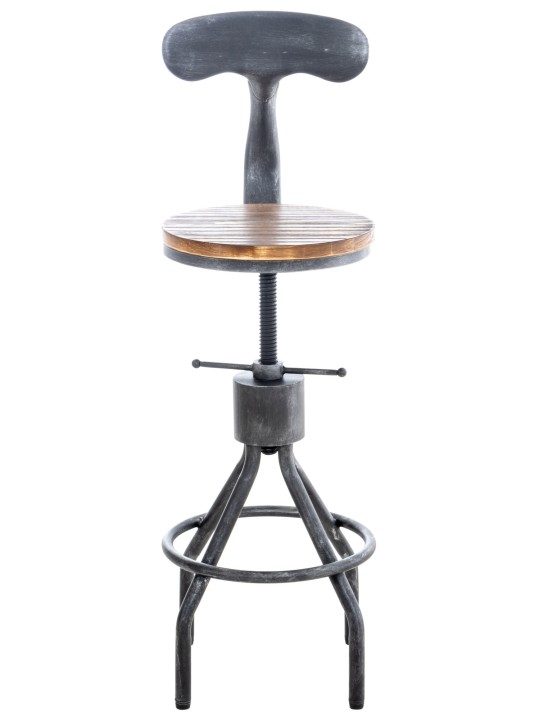 Juego de 2 taburetes de bar Hanam, plata antigua Juego de 2 taburetes de bar Hanam, plata antigua