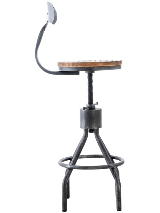 Juego de 2 taburetes de bar Hanam, plata antigua Juego de 2 taburetes de bar Hanam, plata antigua