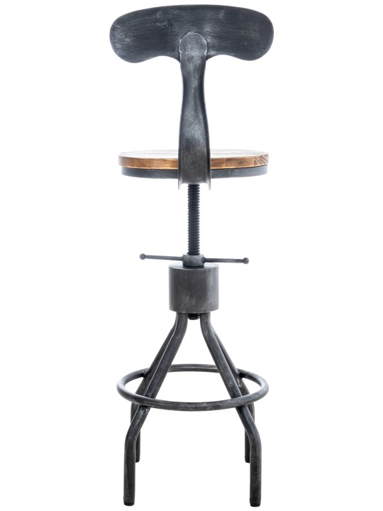 Juego de 2 taburetes de bar Hanam, plata antigua Juego de 2 taburetes de bar Hanam, plata antigua