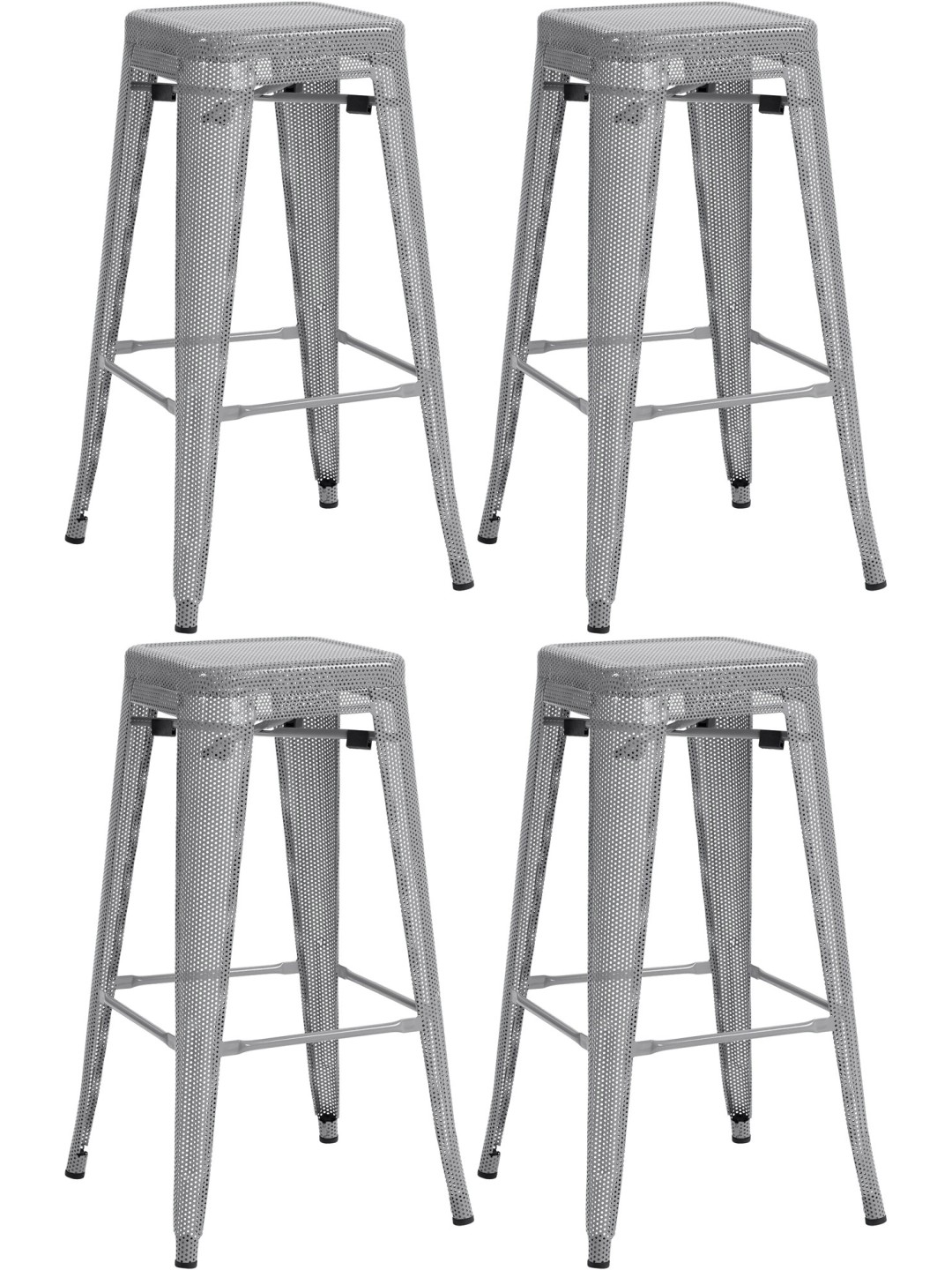 Juego de 4 taburetes de bar Fletcher, plata