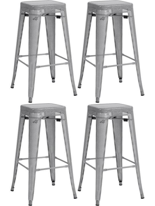 Juego de 4 taburetes de bar Fletcher, plata