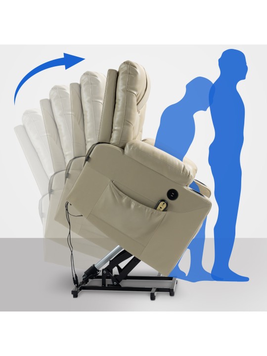 Sillón Andover símil piel, crema