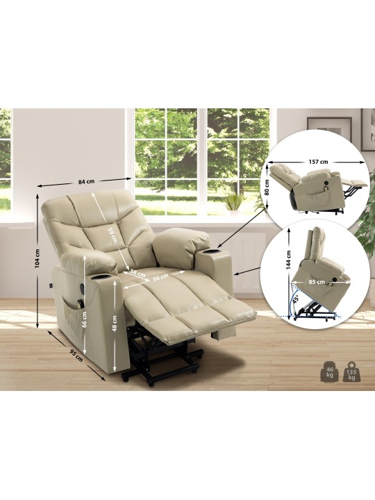 Sillón Andover símil piel, crema